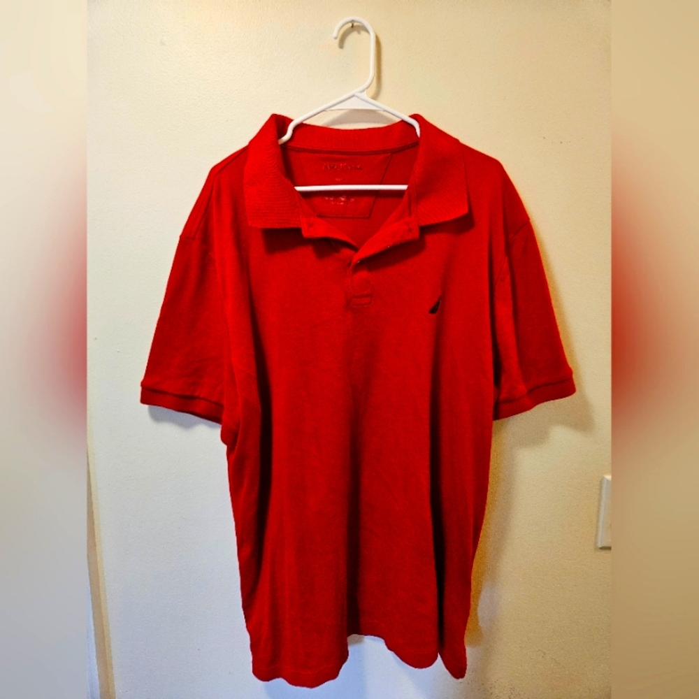 Mens red, nautica polo, 3XL, slim fit